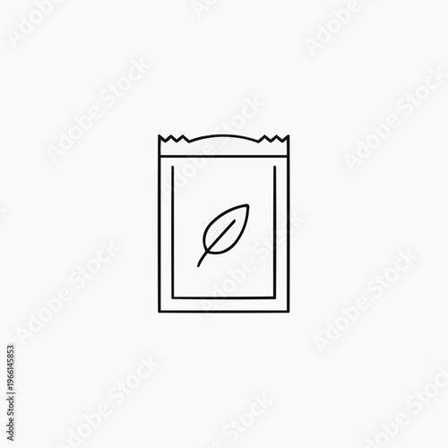 Seed packet with leaf illustration on minimal background for garden maintenance  