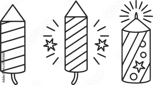 Line drawn firecracker with simple outline style firecrackers line simple outline