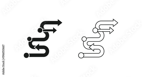 two stick figures following an arrow Vector