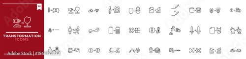 Transformation, Outline icons collection. Simple vector illustration