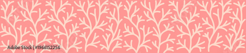 Seamless pattern, minimal coral reef ornament with single line, soft organic marine