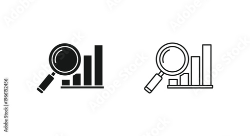 a magnifying glass over a bar graph Vector