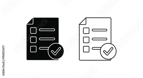black and white icons of checked documents Vector