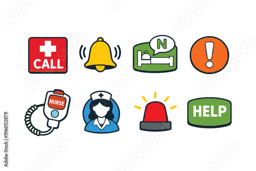 Emergency and medical assistance icons for quick reference and action
