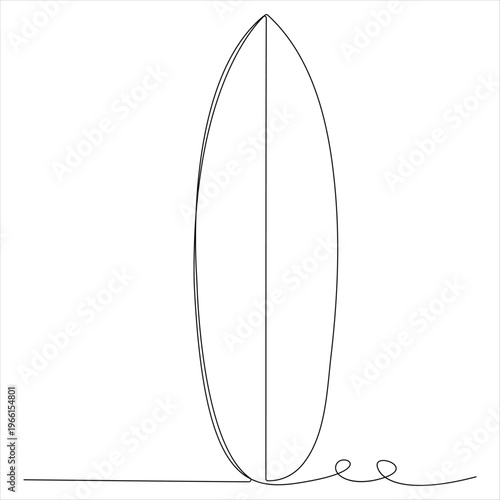 Continuous line art drawing of surfing boards 