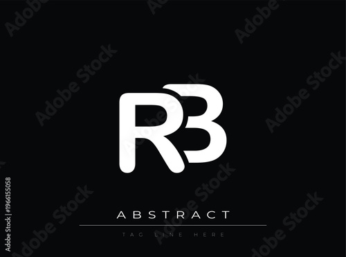 White abstract logo design with letters RB on black background
