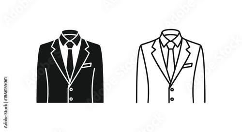black and white suit jackets with collared shirts and ties Vector