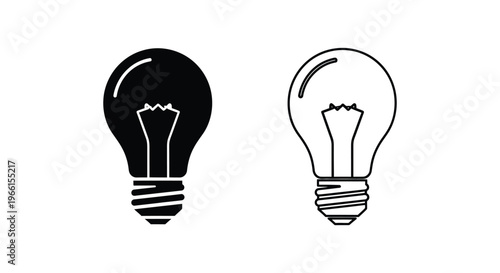 black and white light bulbs on white background Vector