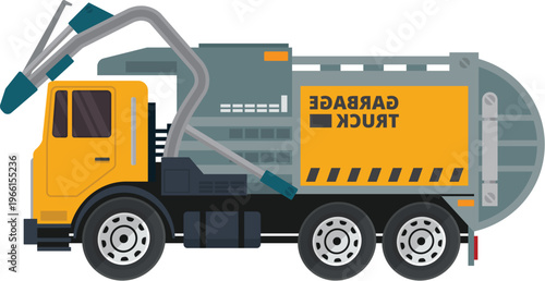 Yellow Garbage Truck Cab Profile