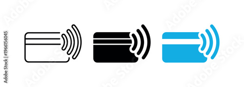 Contactless payment symbol with credit card and radio waves