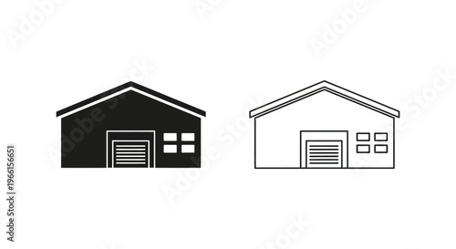 Fotografie a black and white drawing of two garages Vector