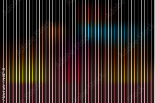 Abstract Dark Background with Thin Vertical Lines and Soft Multi-Color Neon Blurs