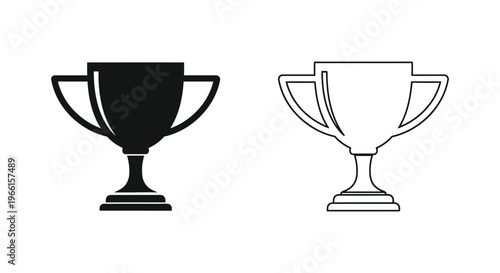 two black and white trophy cups side by side Vector