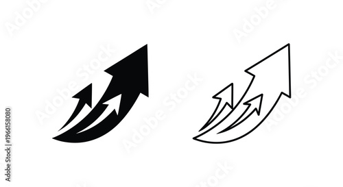 a set of two black and white arrows pointing upwards Vector
