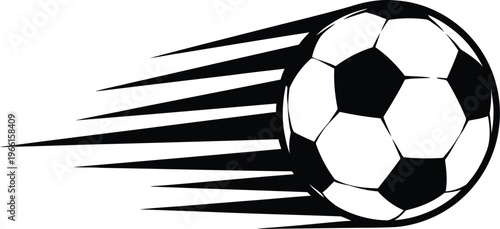 Rapid Action Soccer Ball Silhouette with Trail Lines