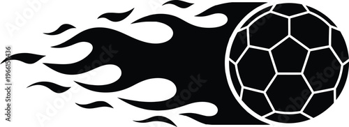 High Speed Kick Soccer Ball Silhouette on White Background