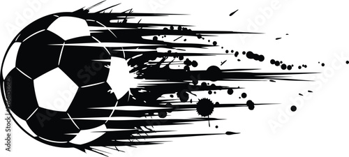 Flying Football Goal Shot Silhouette with Motion Streaks