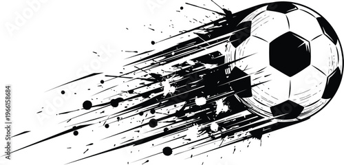 Fast Moving Football Ball Silhouette with Speed Lines Illustration