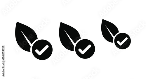Three black checkmark icons with leaves Vector