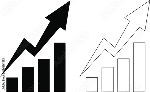 Growth chart icon isolated on transparent background illustrating progress and financial increase