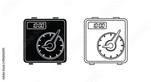 stopwatch icons in black and white Vector
