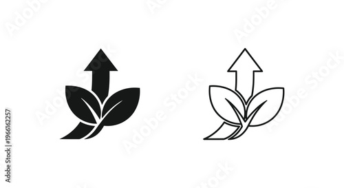 a black and white icons of a plant growing upwards Vector