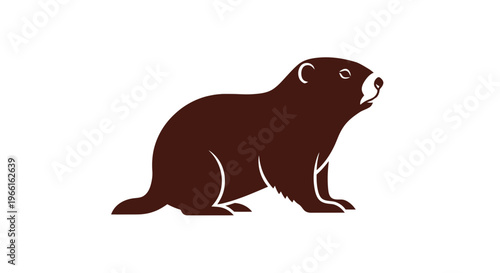 Brown Beaver Illustration on White Background.