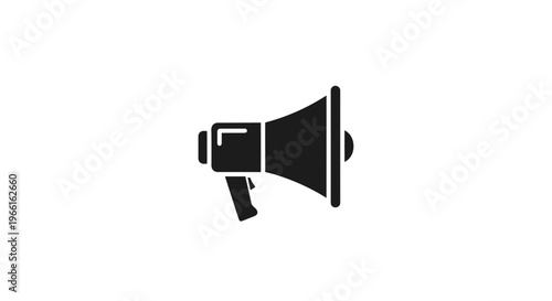 Black Megaphone Icon on White Background.