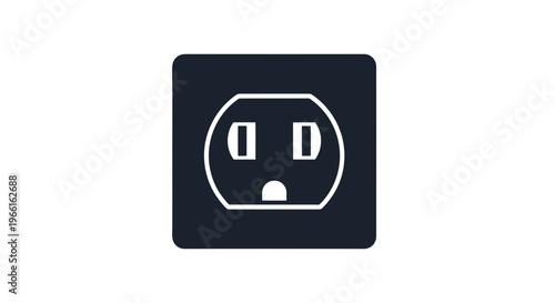 White Electrical Plug Icon on Black Background.