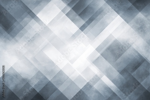 Abstract geometric pattern featuring overlapping translucent shapes in shades of gray and white, creating a modern and sophisticated visual texture with depth and intrigue
