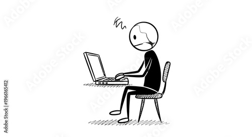 a man sitting at a desk with a laptop looking stressed.