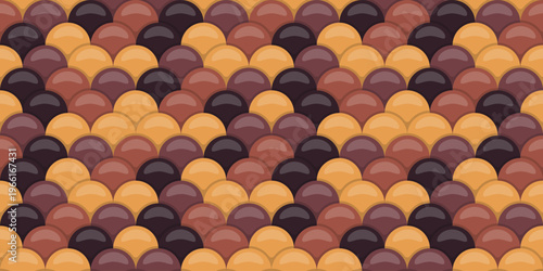 Abstract autumnal seamless pattern.  Warm earth tones in a scaly, overlapping design create a textured background perfect for websites, packaging, or fashion.