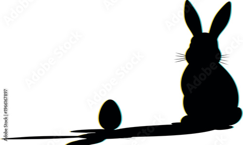 Easter day silhouette black rabbit and easter egg spring holiday symbolism