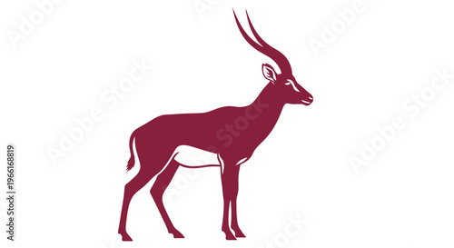 Red Antelope Silhouette with Long Horns.