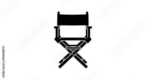 Black Directors Chair Silhouette Illustration.