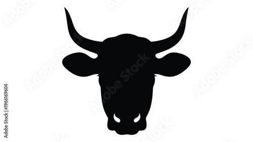A striking silhouette of a bull s head showcasing its horns and facial features
