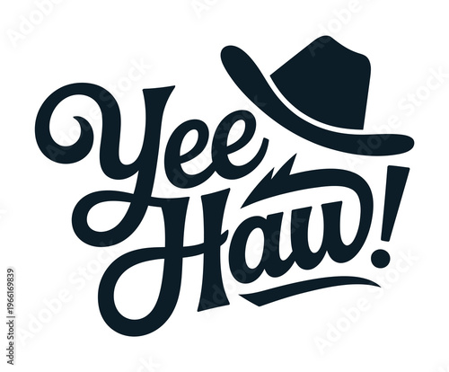 Yeehaw cowgirl t-shirt design, playful western typography for girls featuring fun rodeo style lettering, country lifestyle theme, cute cowboy fashion graphic for apparel prints, gifts, and trendy merc