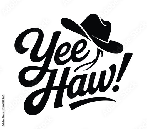 Yeehaw cowgirl t-shirt design, playful western typography for girls featuring fun rodeo style lettering, country lifestyle theme, cute cowboy fashion graphic for apparel prints, gifts, and trendy merc