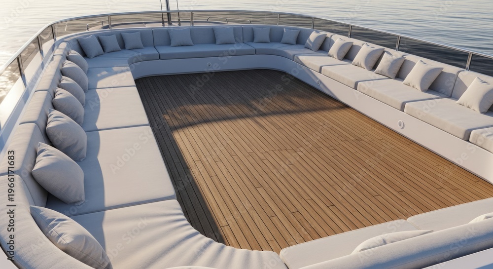 Fototapeta premium Luxurious yacht deck with modern seating arrangement