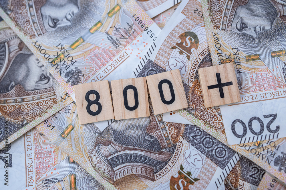 Fototapeta premium 800 Polish Zloty Background With Eight Hundred Plus Symbol