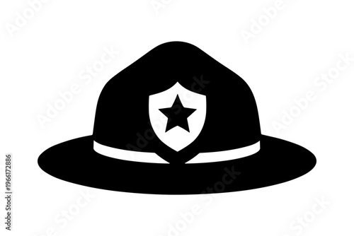 Police hat icon, law enforcement, security, authority symbol, vector illustration