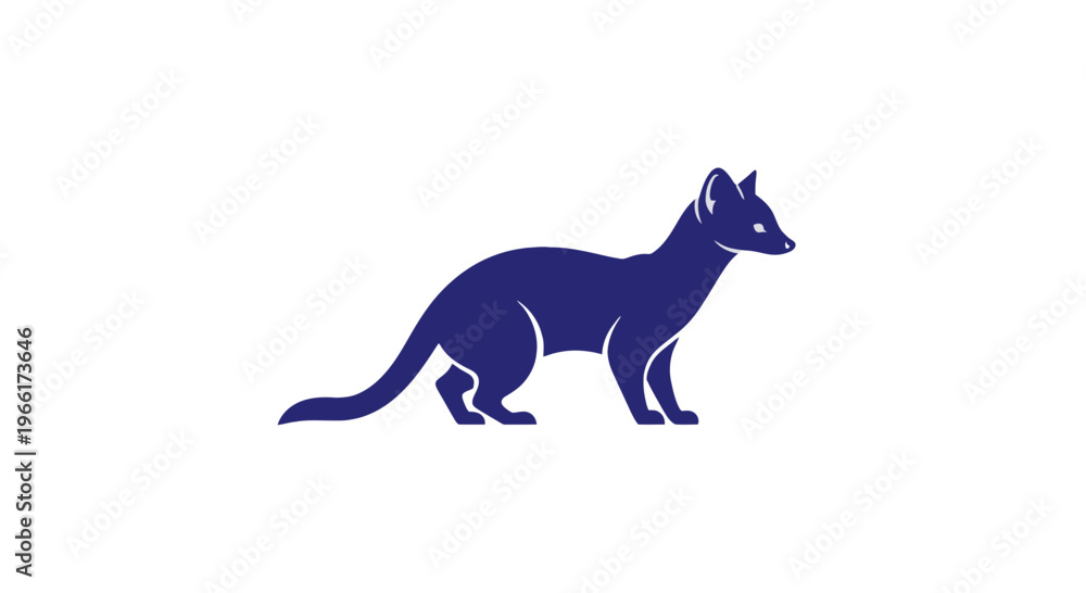 Fototapeta premium Blue Fox Silhouette Standing Alert.