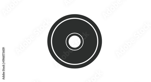 Black Vinyl Record with White Outline.