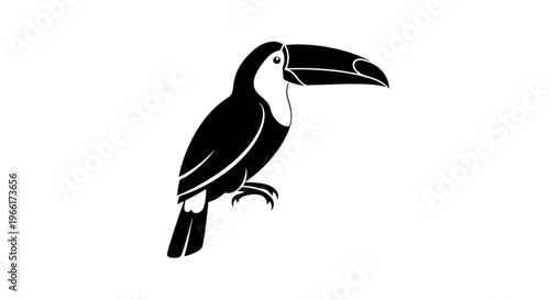 Toucan Bird Silhouette Illustration Design Element.