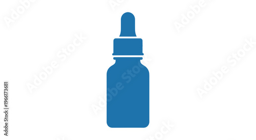 Blue Glass Dropper Bottle Illustration.