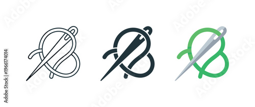 Abstract needle and thread forming a loop, representing sewing and craftsmanship