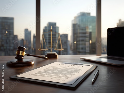 Contract Document on Desk in Office With City View During Daytime