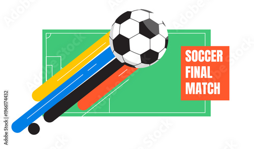 Football stadium 2026 competition design. Geometric soccer field background for World Cup 26 tournament. Modern sport illustration.