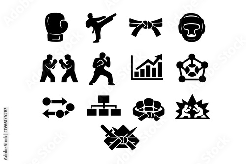Chart icon stance kick icons vector arts martial workflow boxing