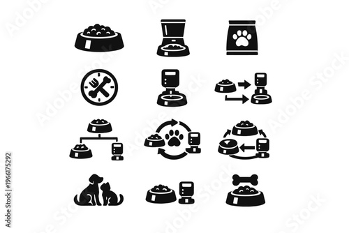 Automatic symbol feeding vector diagram feeder bag pet icons icon fill